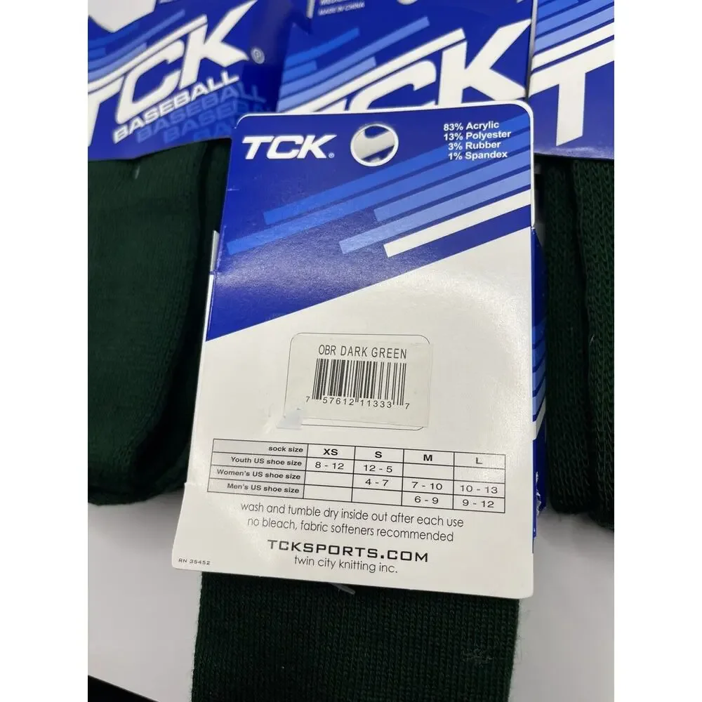 4 Pair‎ TCK Athletic Socks Multisport & Baseball Dark Green Size Medium Practice